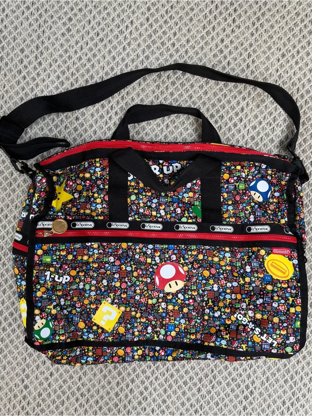 Nintendo x Lesportsac Super Mario Medium Weekender Travel Duffel Bag NWOT